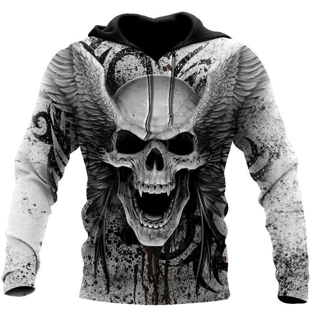 Hoodie Sweatshirt 3D Printed Reaper Skull Angels And Demons Spring Loose Men’s And Women’s Pullovers