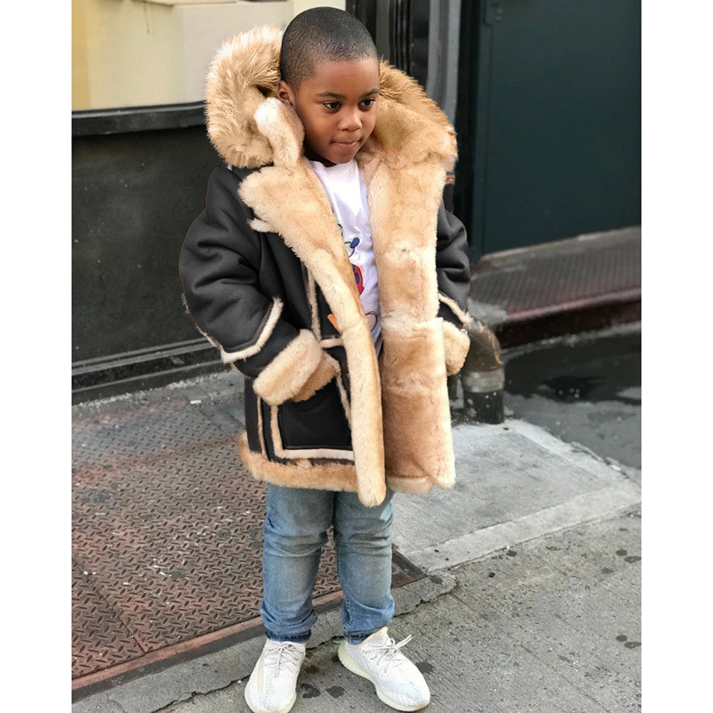 $59.99 Boys’ Warm Fur All-in-one Fashion Hooded Jacket