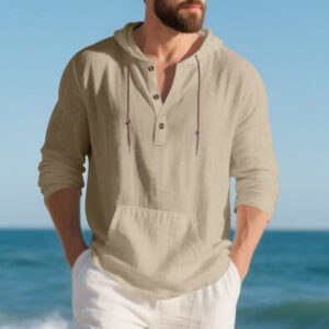 Mens Long-sleeve T-shirt Loose-fitting Casual Minimalist Hoodie Hover Image