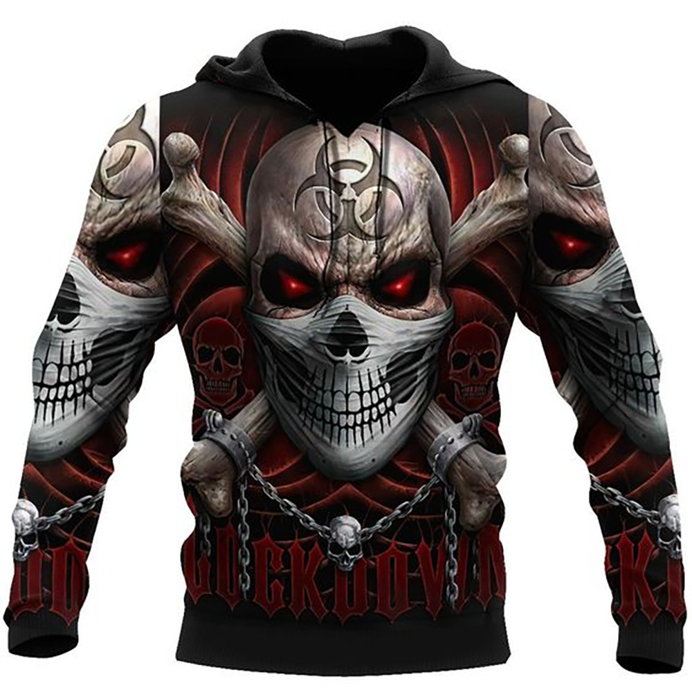 Hoodie Sweatshirt 3D Printed Reaper Skull Angels And Demons Spring Loose Men’s And Women’s Pullovers