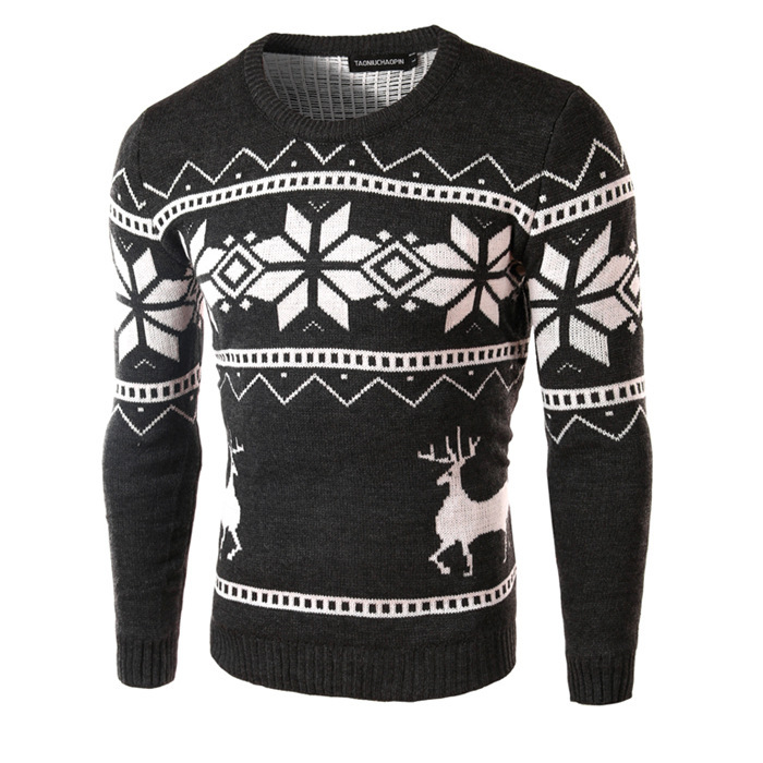 Elk print pullover sweater